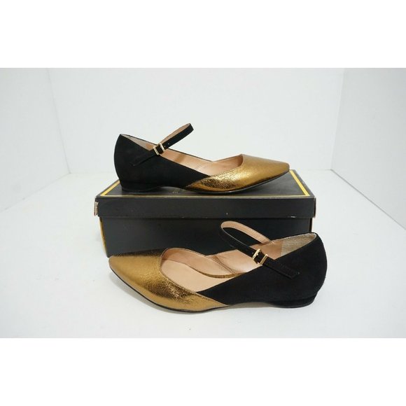 Pour La Victoire Bonat Flat Bronze Black Women's Flats Ankle Strap US 7.5 M $250 - Picture 2 of 11